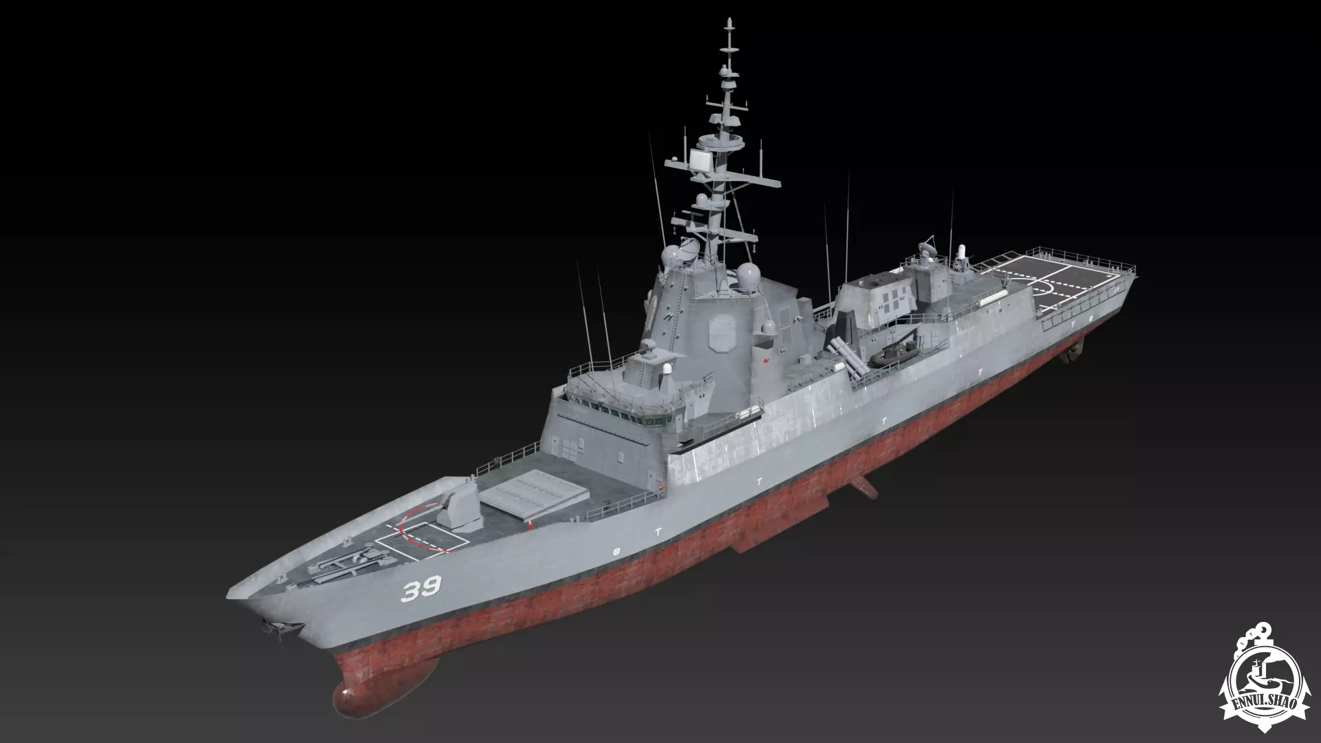 DDGH39 HMAS Hobart Low-poly 3D model_0
