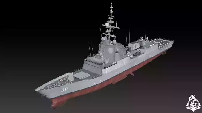 DDGH39 HMAS Hobart Low-poly 3D model