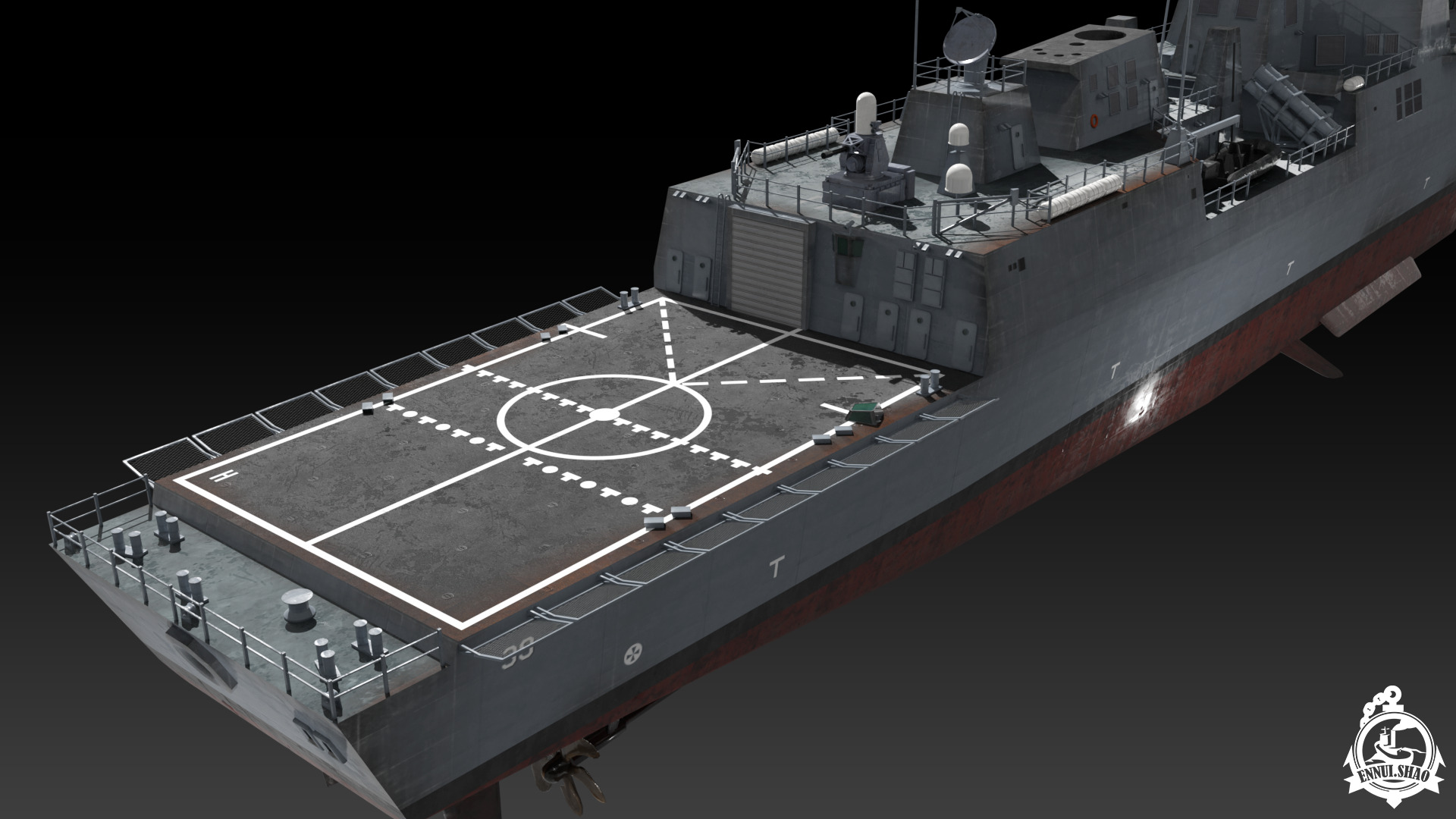 DDGH39 HMAS Hobart Low-poly 3D model_10