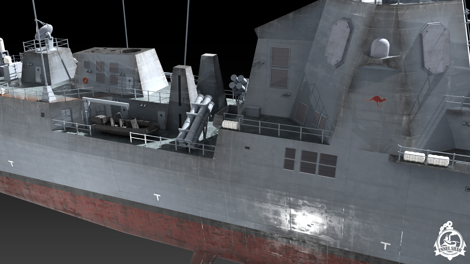 DDGH39 HMAS Hobart Low-poly 3D model_9