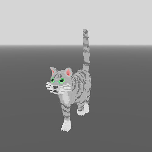 Voxelized Animated Cat Free low-poly 3D model