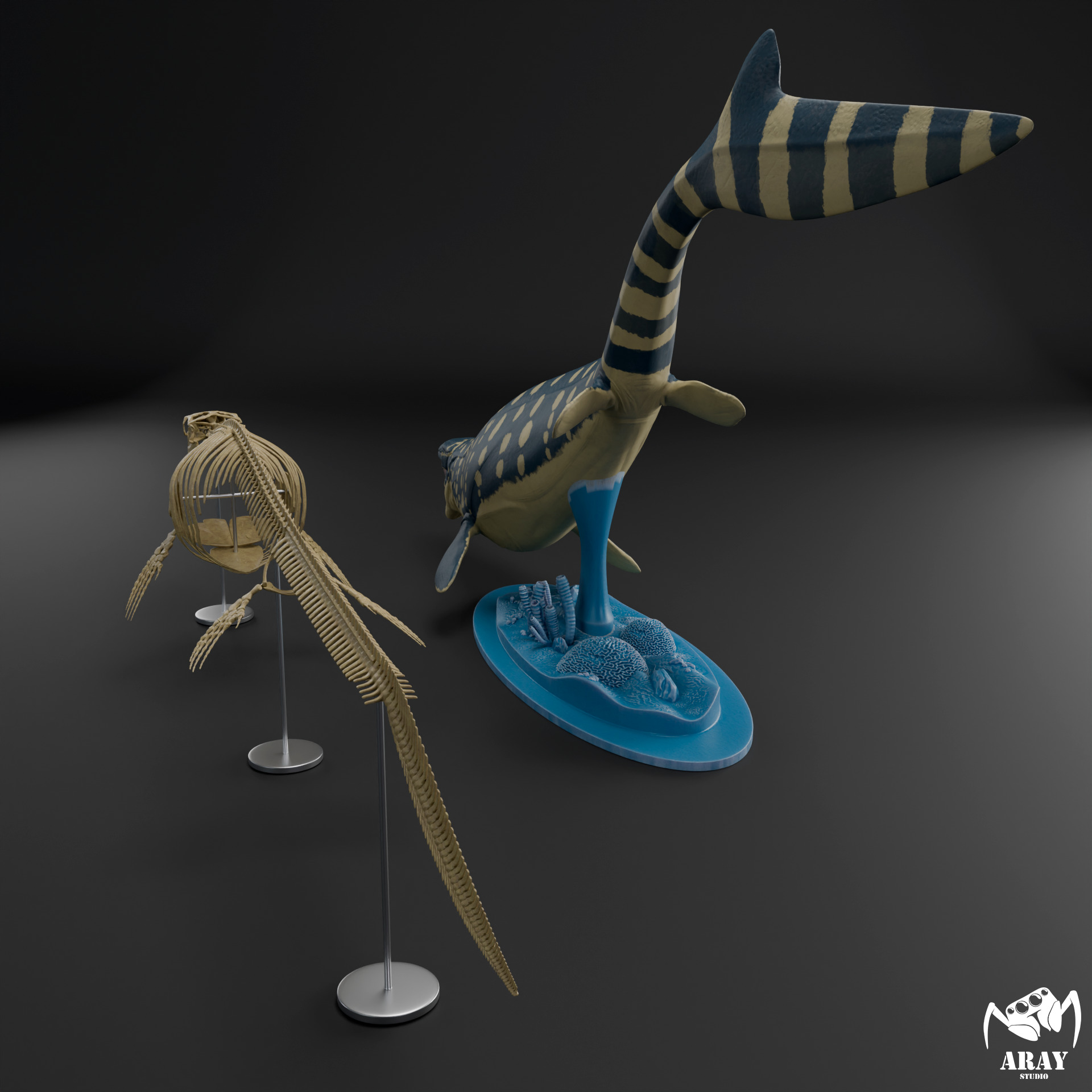 Mosasaurus hoffmanni skeleton 3D print model_21