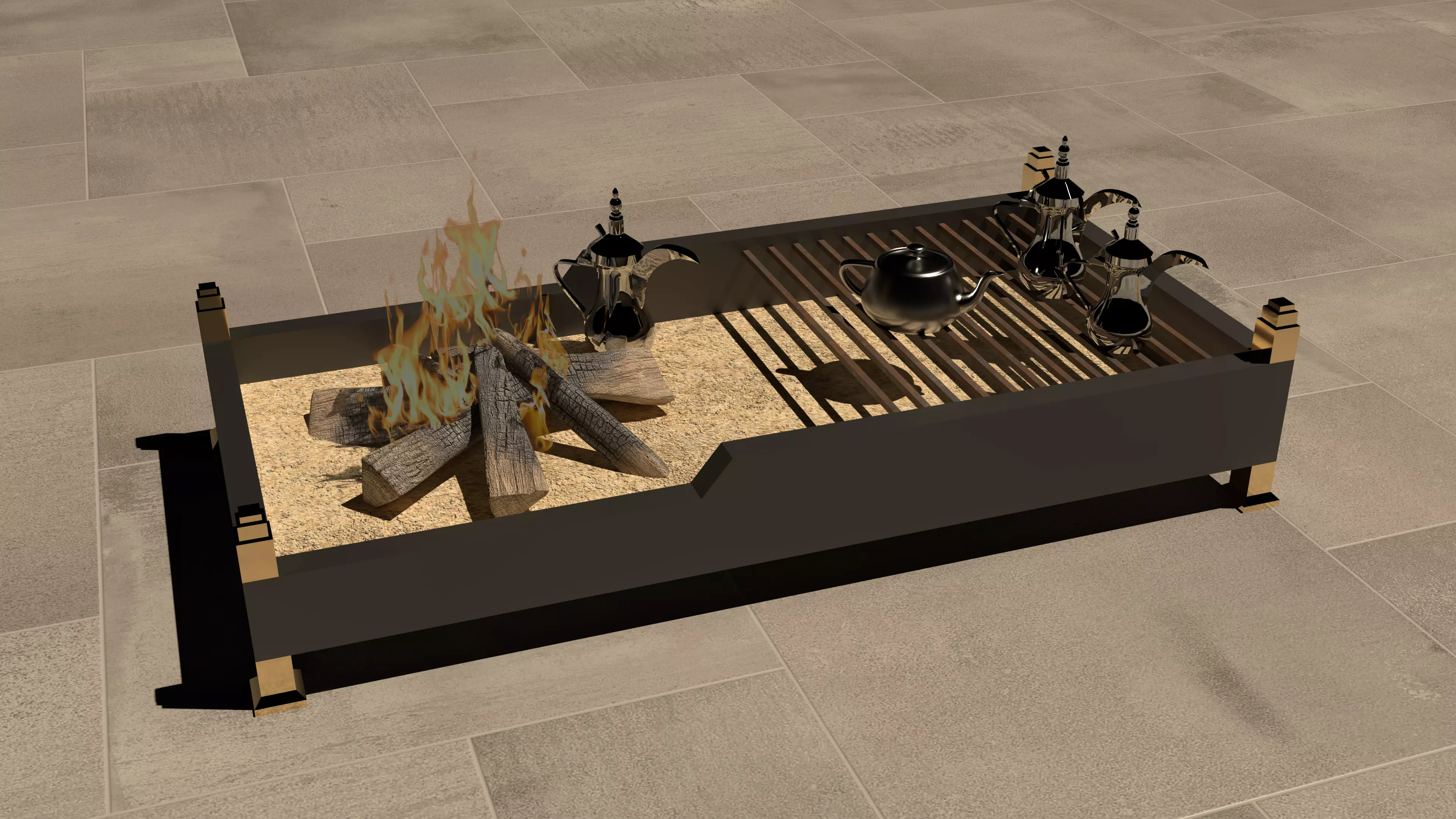 Modern Iron Fire Pit 3D model