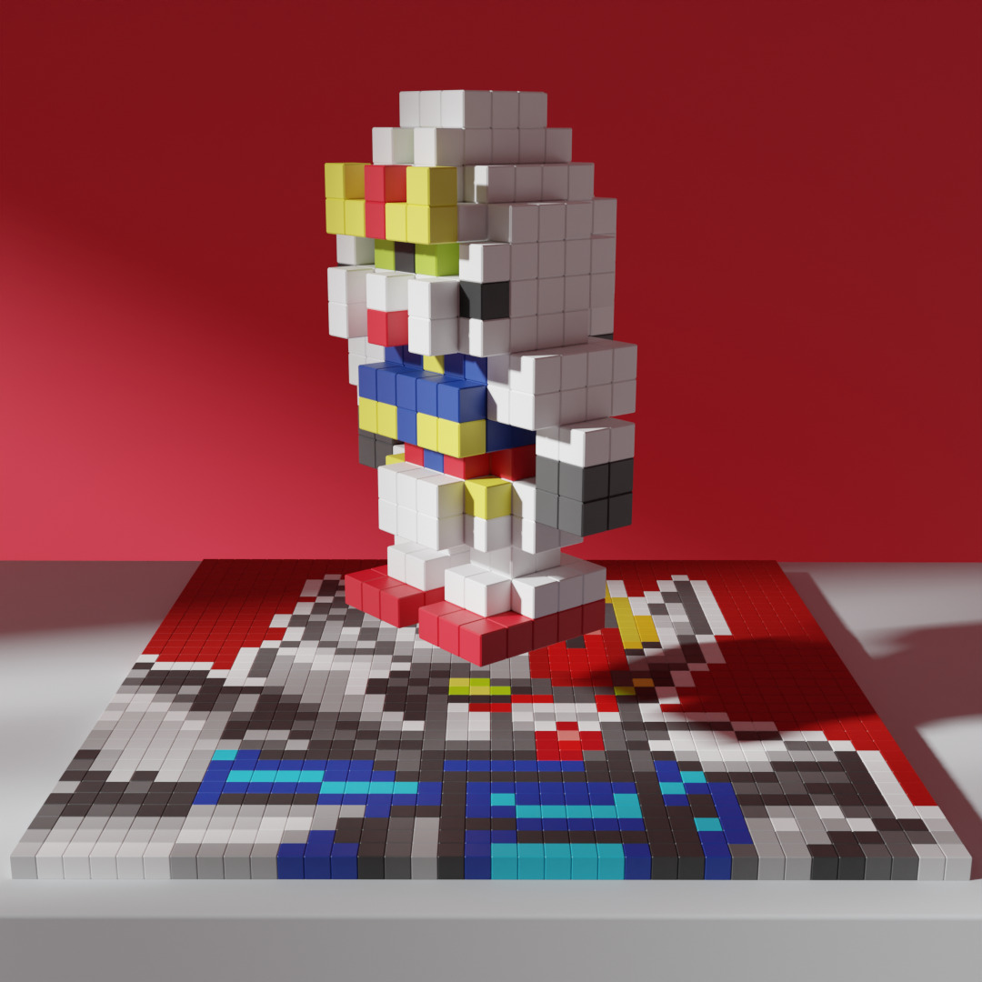 Gundam Mobile Suit Voxel Stylized Cubic 3D model_3