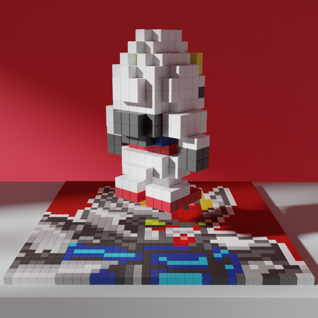 Gundam Mobile Suit Voxel Stylized Cubic 3D model_5