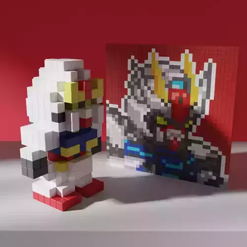 Gundam Mobile Suit Voxel Stylized Cubic