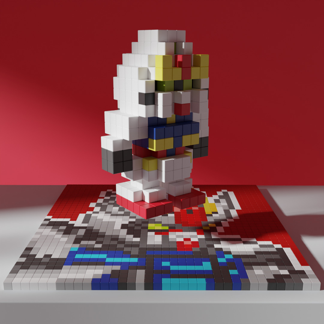 Gundam Mobile Suit Voxel Stylized Cubic 3D model_2
