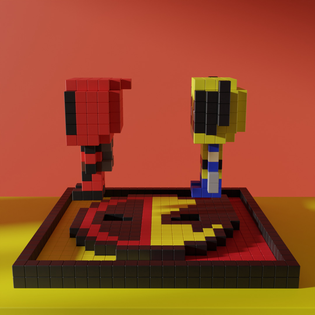 Wolverine Deadpool Superhero Voxel Stylized Cubic 3D model_4