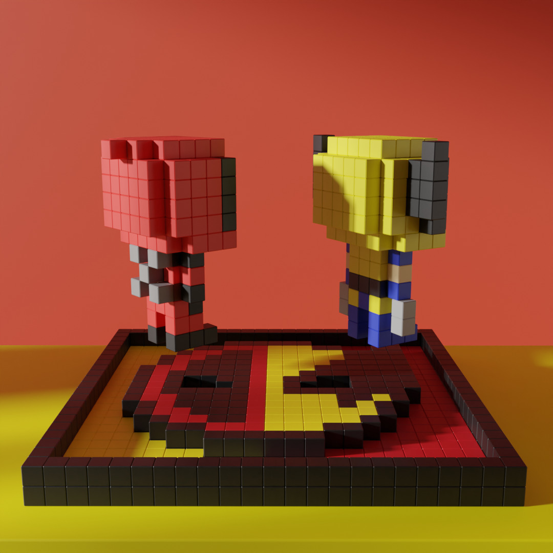 Wolverine Deadpool Superhero Voxel Stylized Cubic 3D model_5