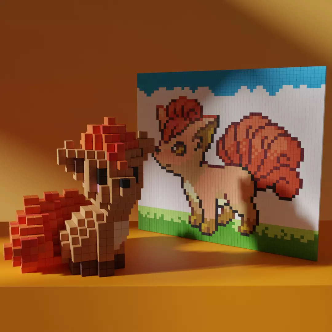 Vulpix Voxel Pokemon Stylized Cubic 3D model