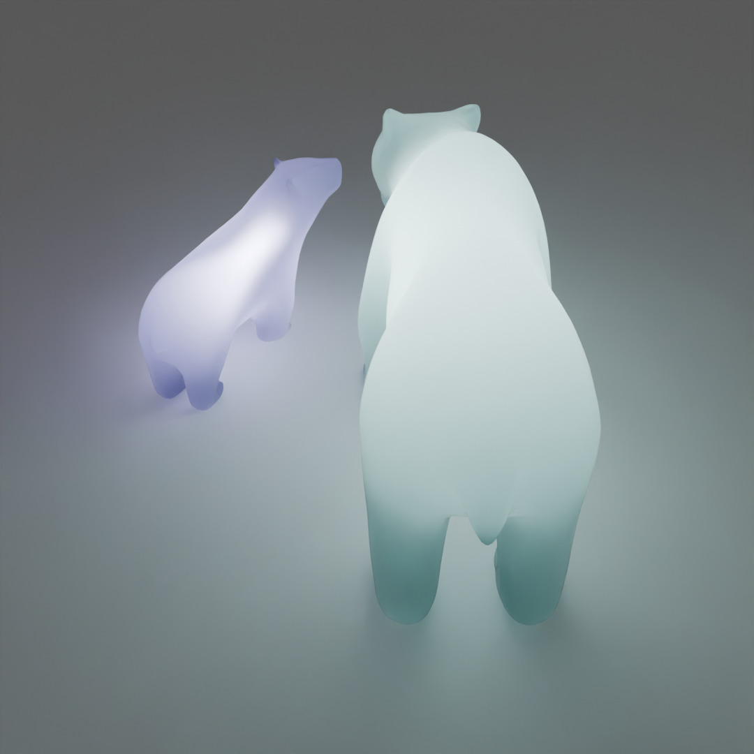 Indirect lighting of a polar bear parent and child 3D model_4
