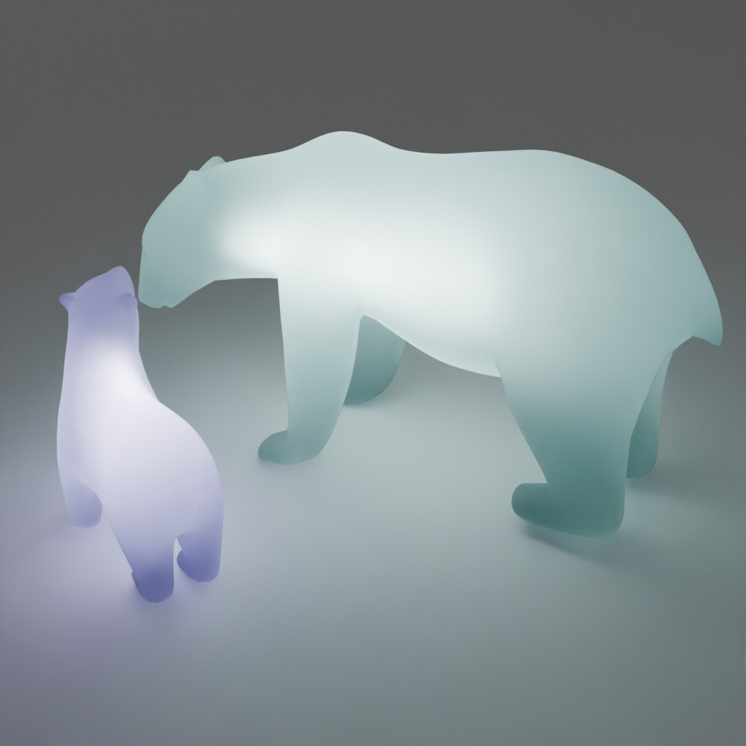 Indirect lighting of a polar bear parent and child 3D model_3
