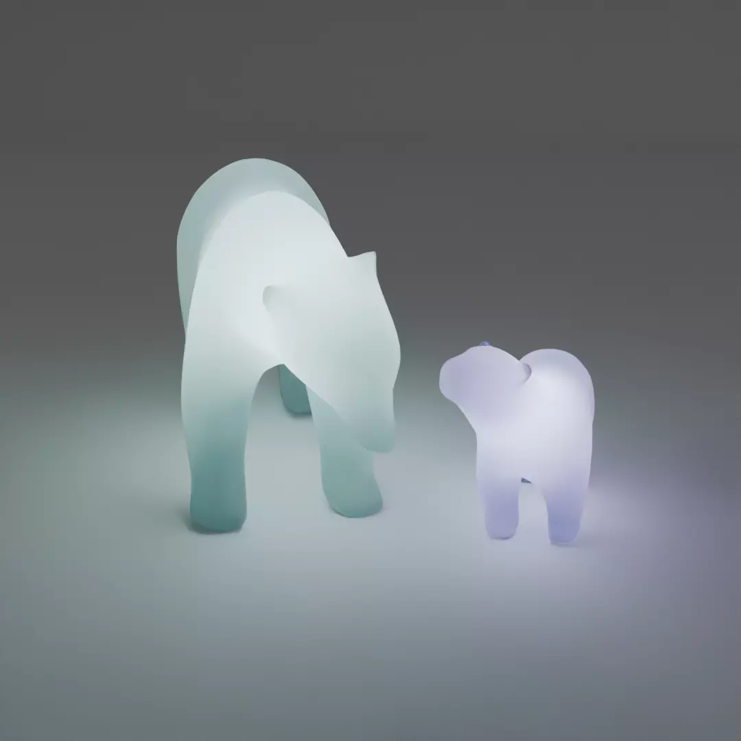Indirect lighting of a polar bear parent and child 3D model_0