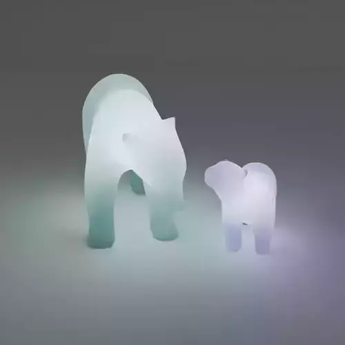Indirect lighting of a polar bear parent and child