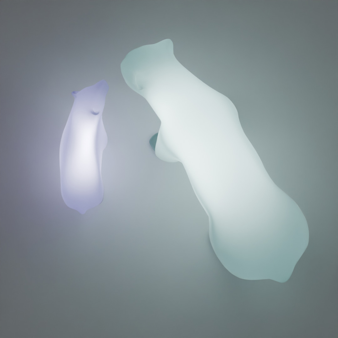Indirect lighting of a polar bear parent and child 3D model_6