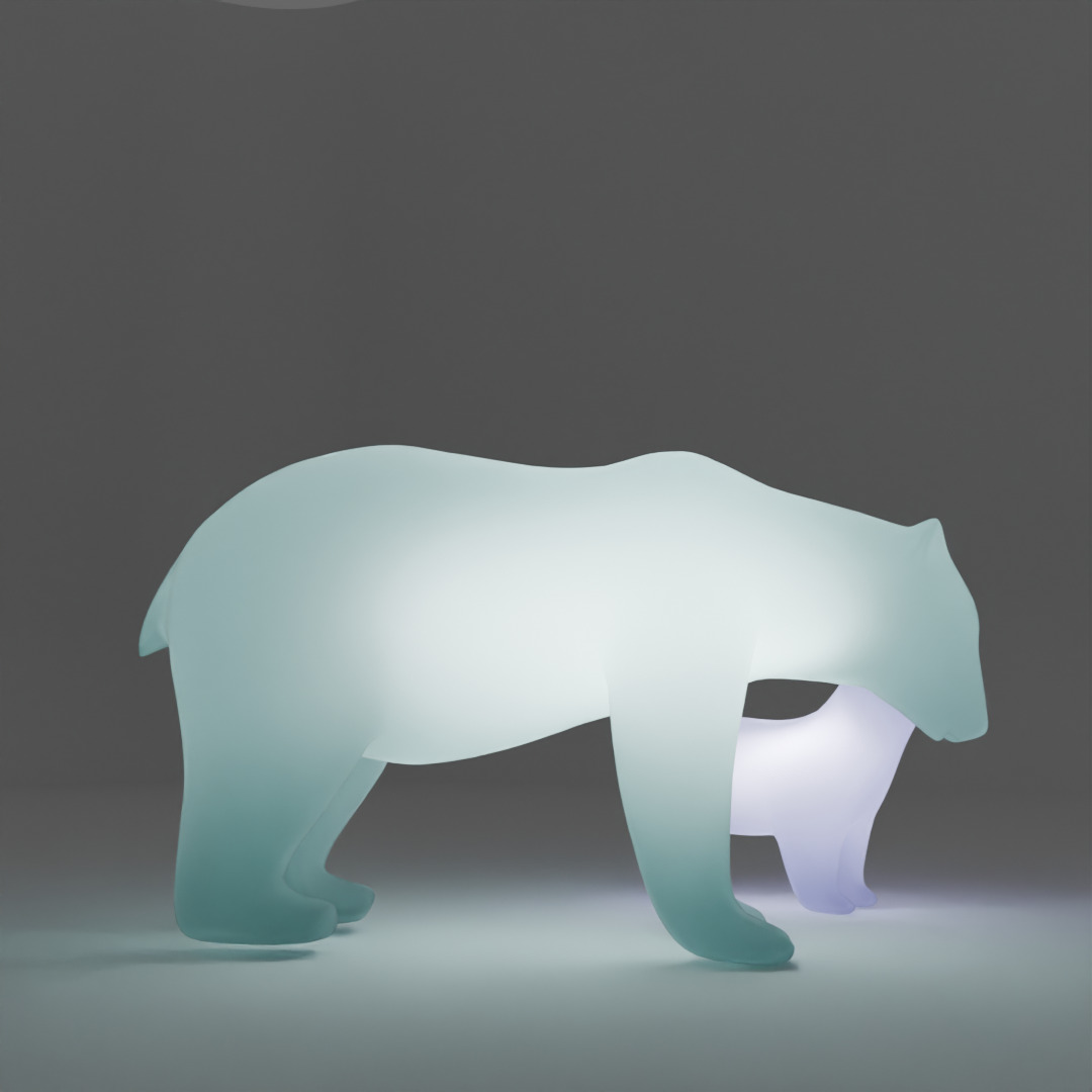 Indirect lighting of a polar bear parent and child 3D model_5