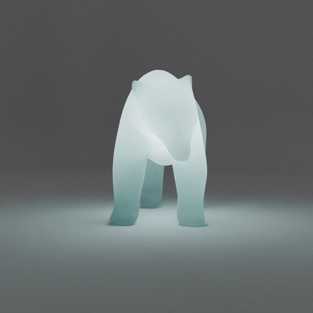 Indirect lighting of a polar bear parent and child 3D model_8