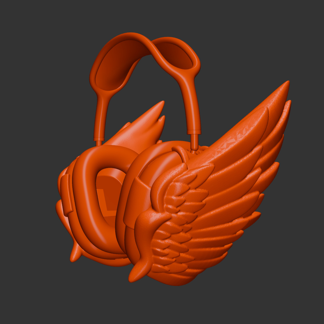 Feather Wings AirPods Max Attachment 3D print model_4