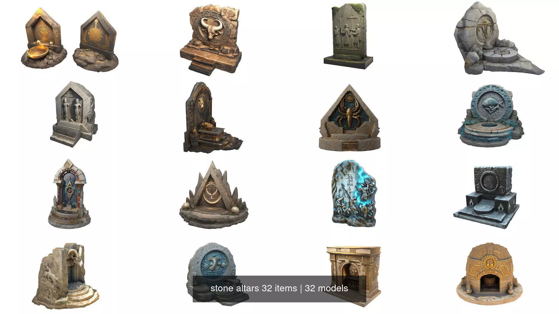 stone altars 32 items 3D Model Collection_0