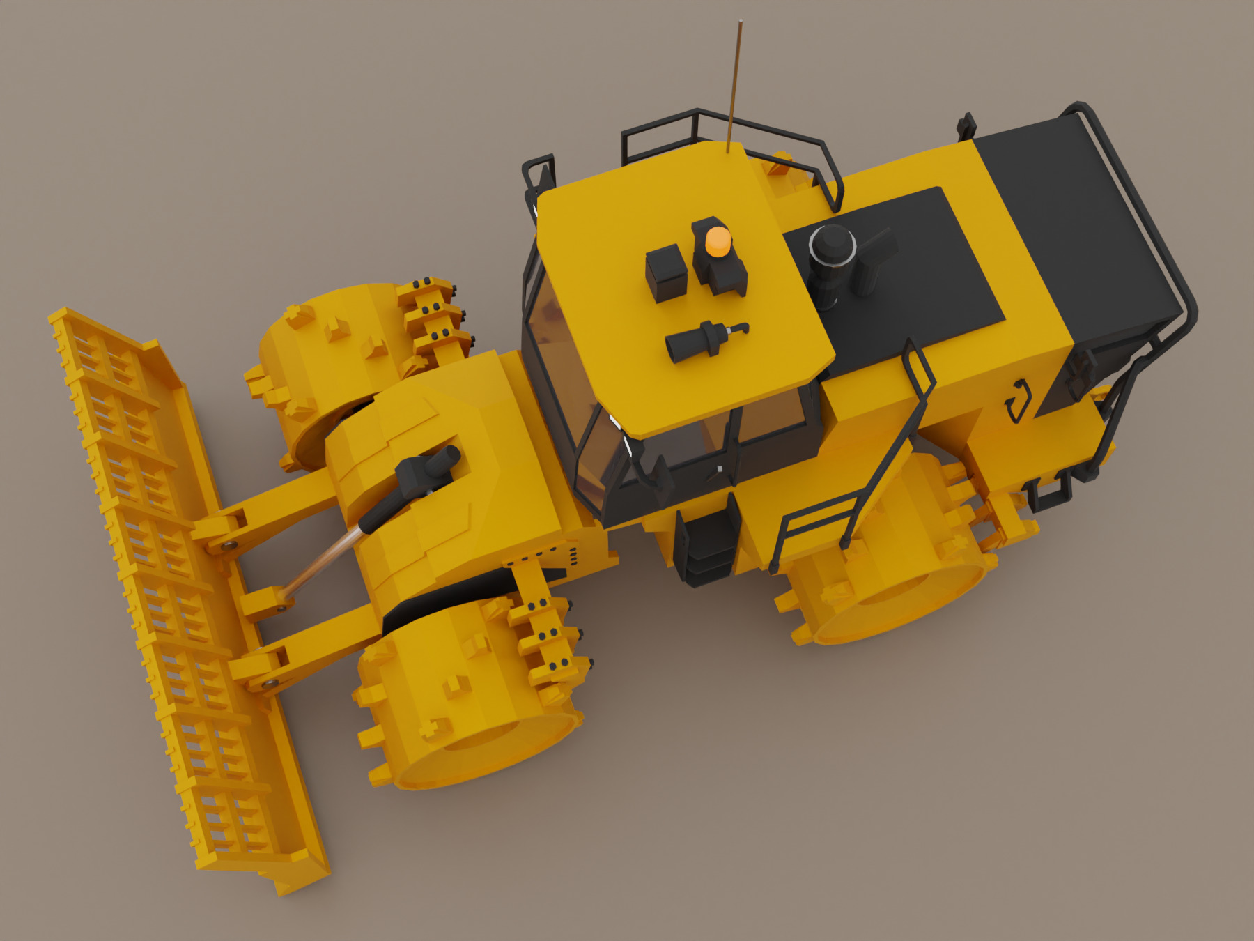 Landfill Compactor Heavy Vehicle Low-poly 3D model_3