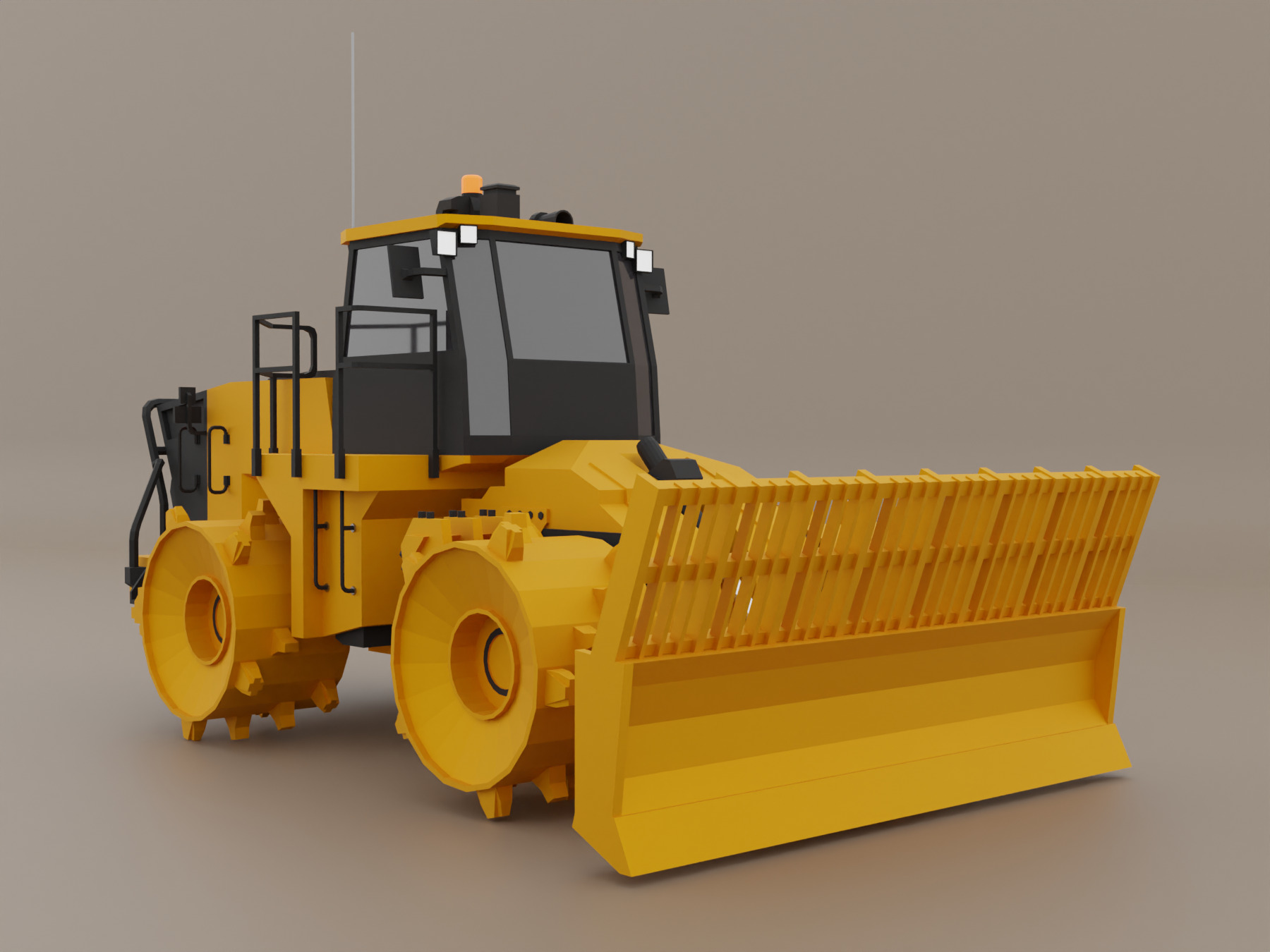 Landfill Compactor Heavy Vehicle Low-poly 3D model_1