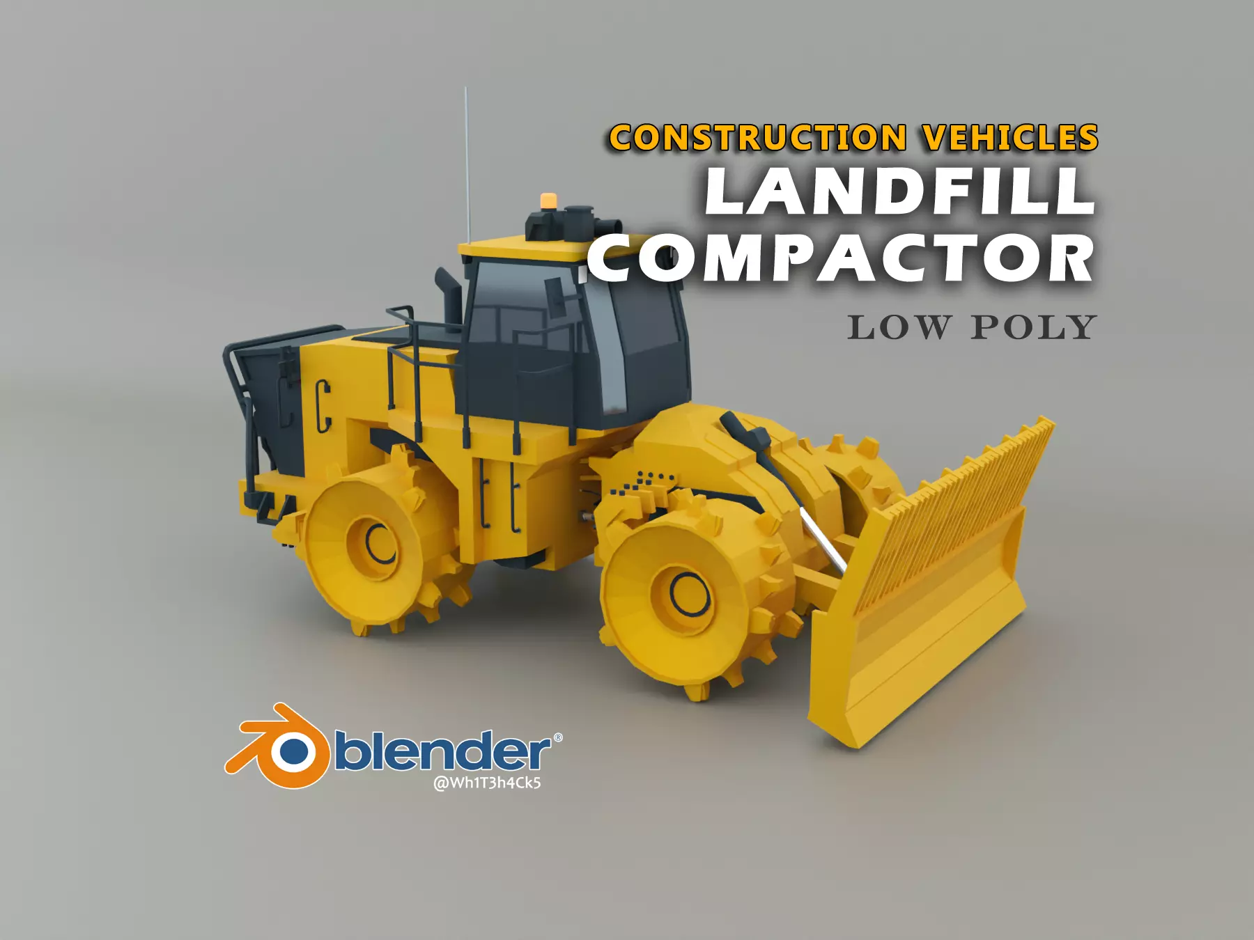 Landfill Compactor Heavy Vehicle Low-poly 3D model_0