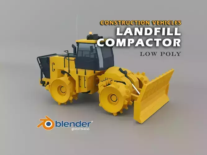 Landfill Compactor Heavy Vehicle Low-poly 3D model