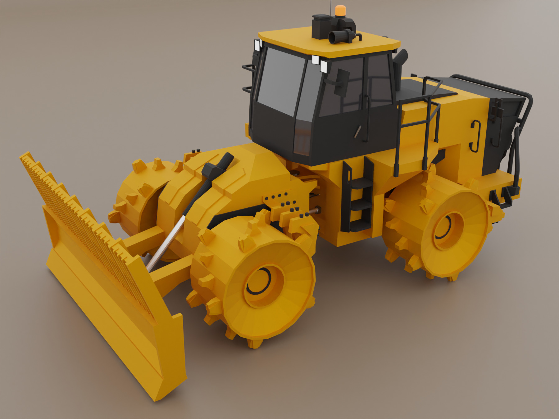 Landfill Compactor Heavy Vehicle Low-poly 3D model_4