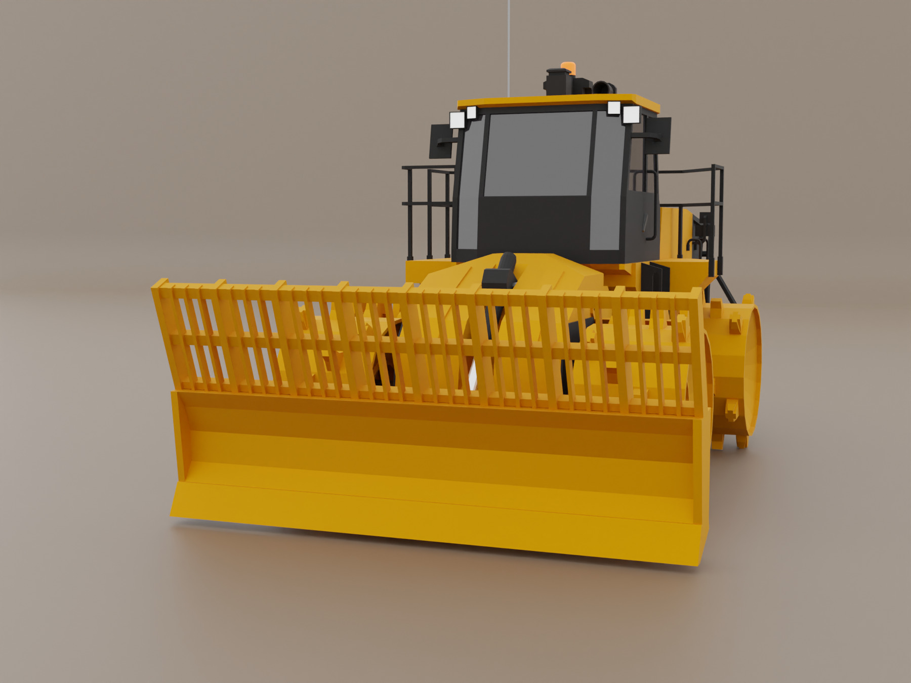 Landfill Compactor Heavy Vehicle Low-poly 3D model_2