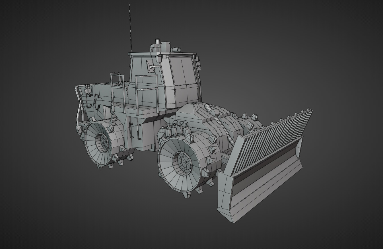 Landfill Compactor Heavy Vehicle Low-poly 3D model_8