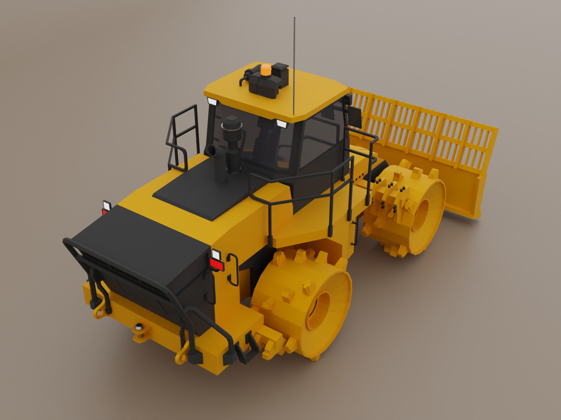 Landfill Compactor Heavy Vehicle Low-poly 3D model_5