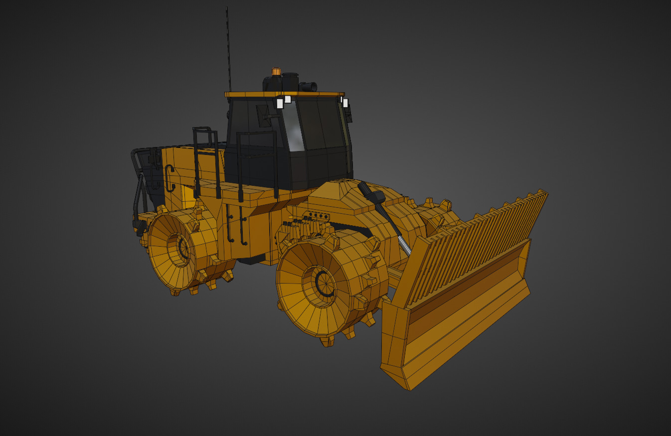 Landfill Compactor Heavy Vehicle Low-poly 3D model_7