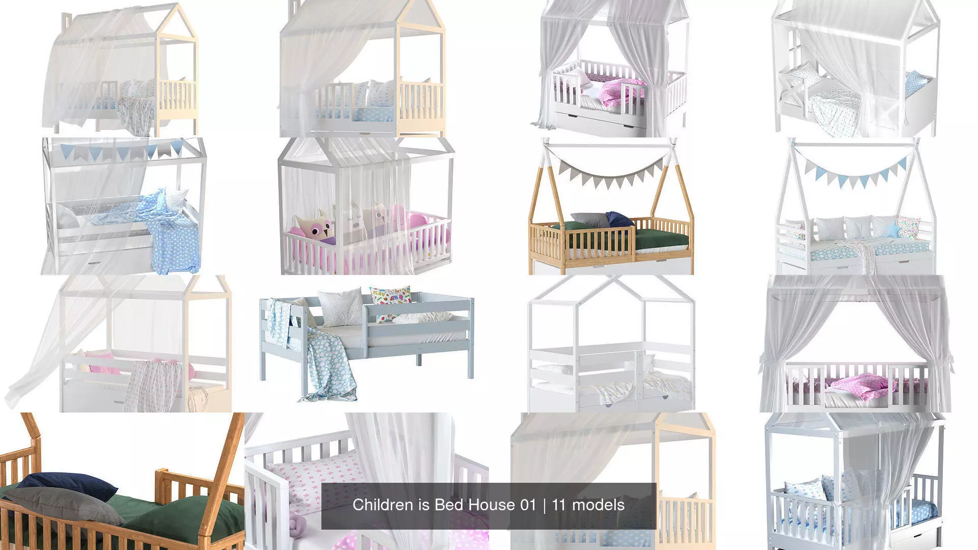 Children is Bed House 01 3D Model Collection_0
