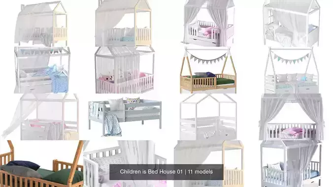 Children is Bed House 01 3D Model Collection