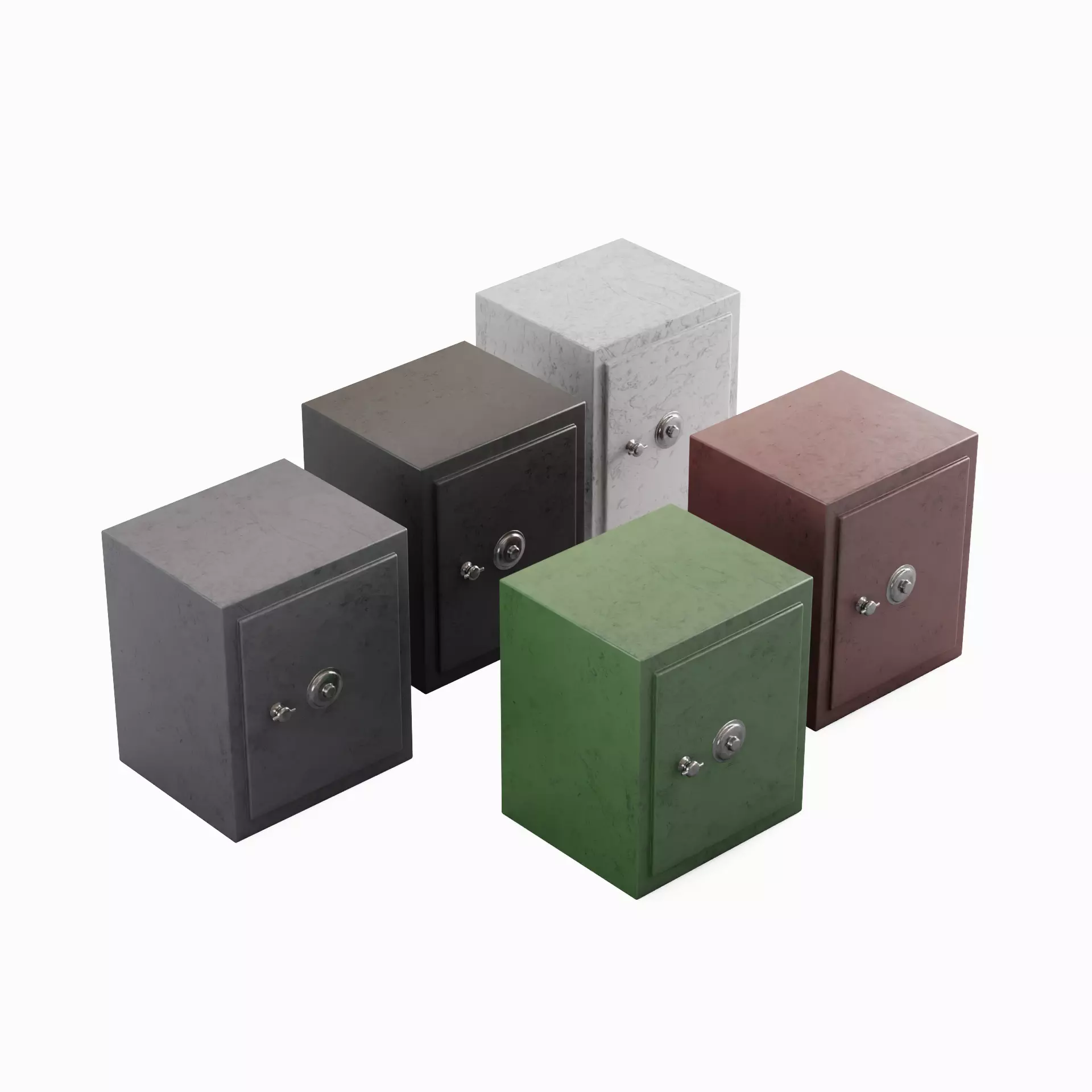 Steel Safe Set Low-poly 3D model_0