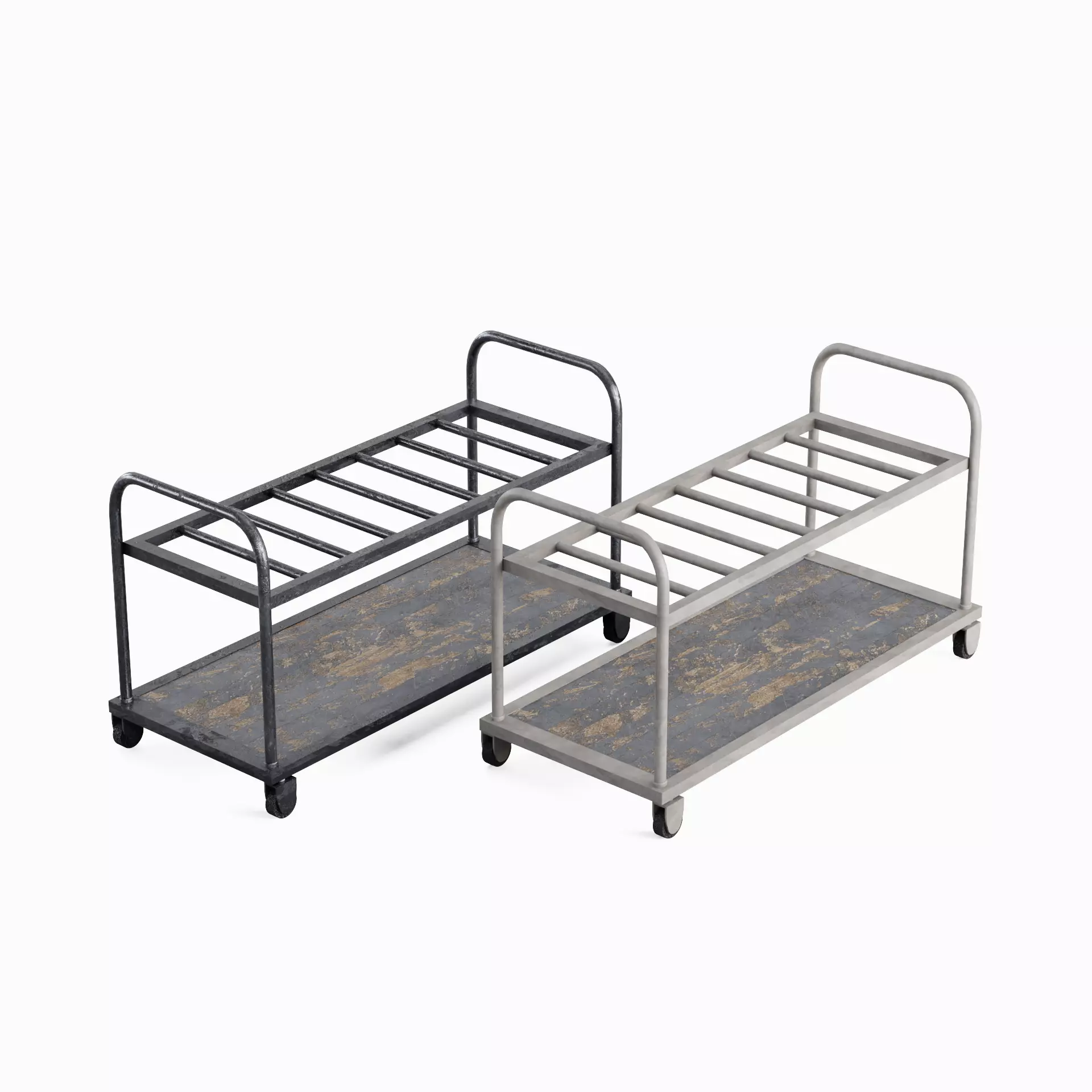 Steel Cart Set  Low-poly 3D model_0