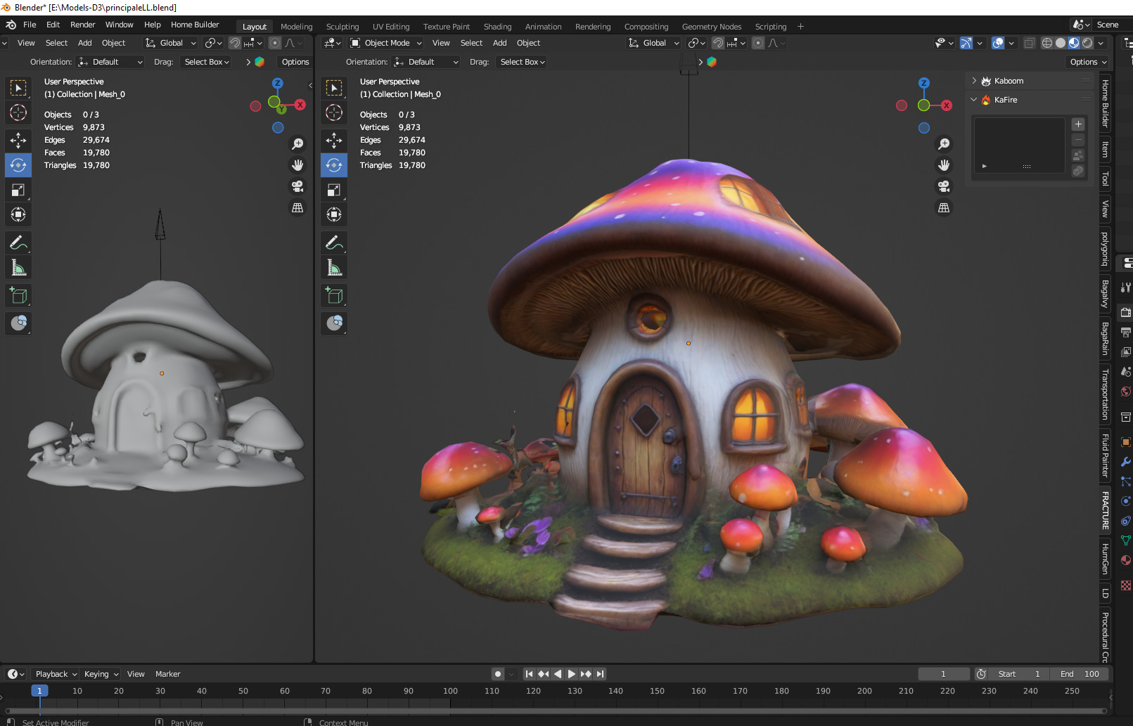 Mushroom house Low-poly 3D model_2