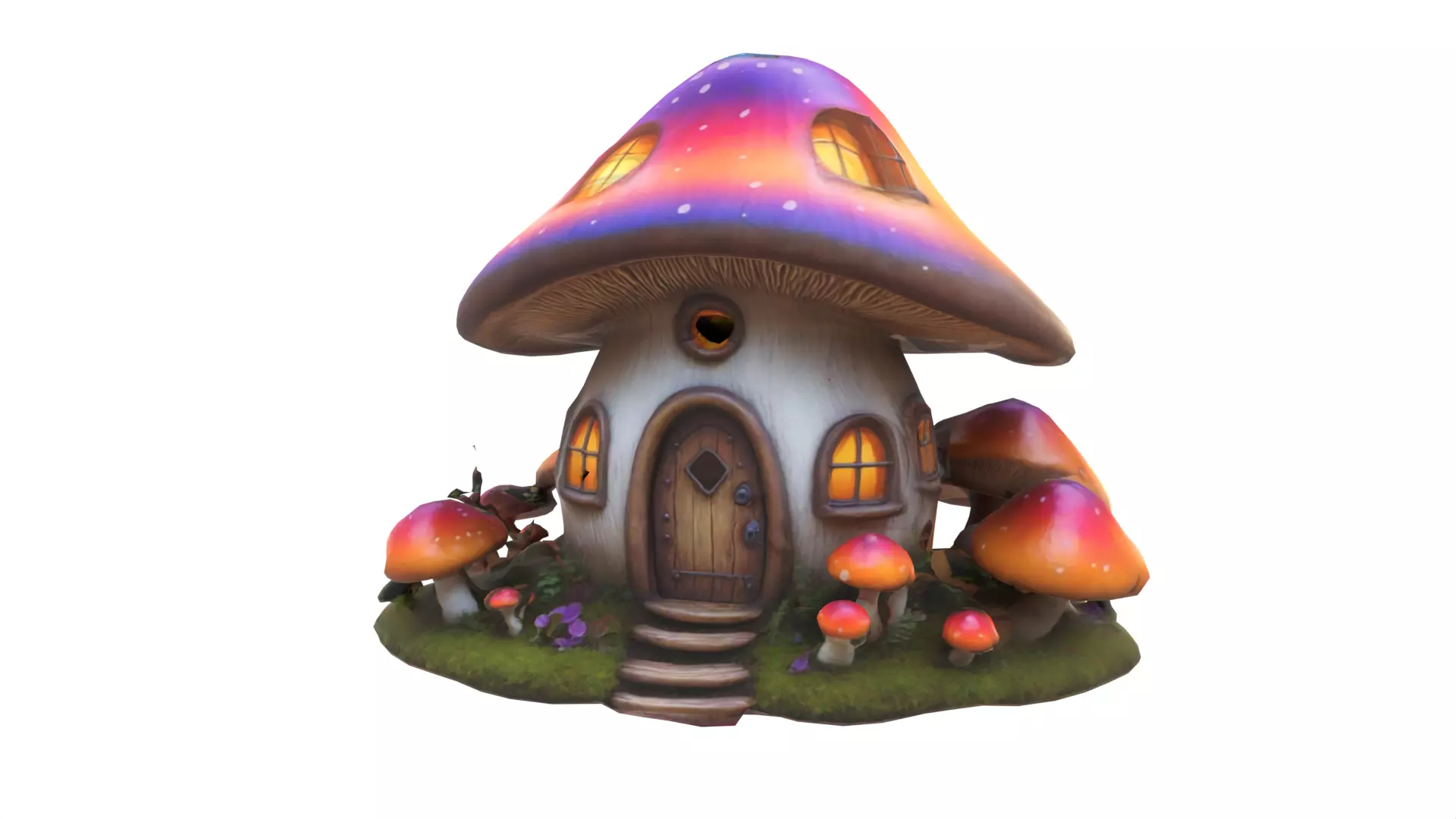 Mushroom house Low-poly 3D model_0
