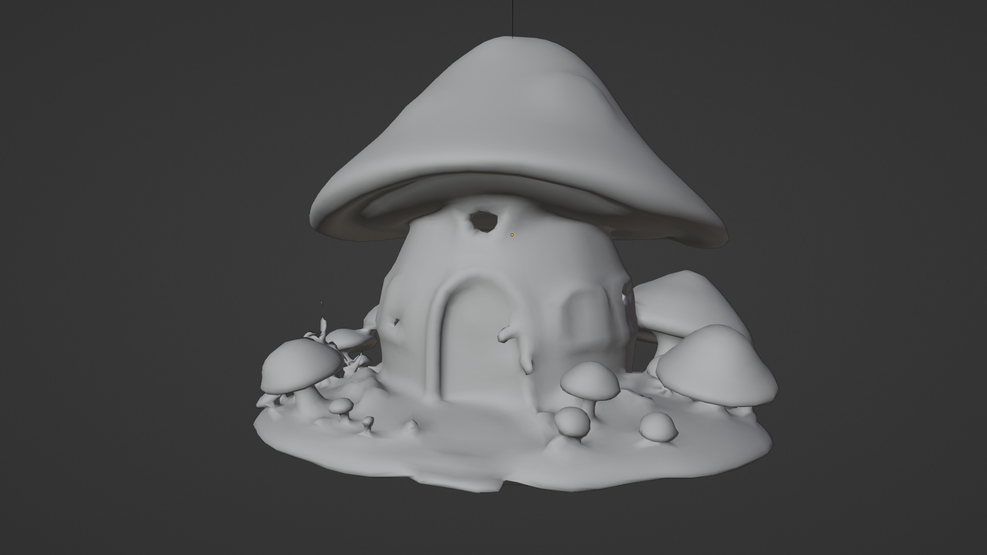 Mushroom house Low-poly 3D model_4