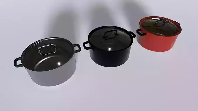 Cooking pot set 1 Low-poly 3D model