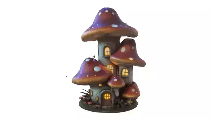 Mushroom house Low-poly 3D model