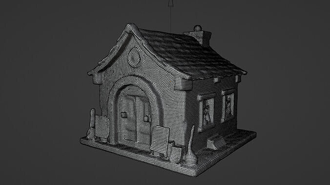 medieval house Low-poly 3D model 5