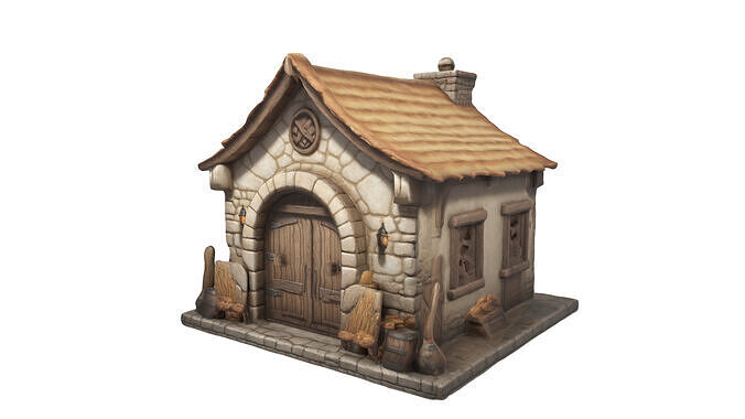 medieval house Low-poly 3D model 3