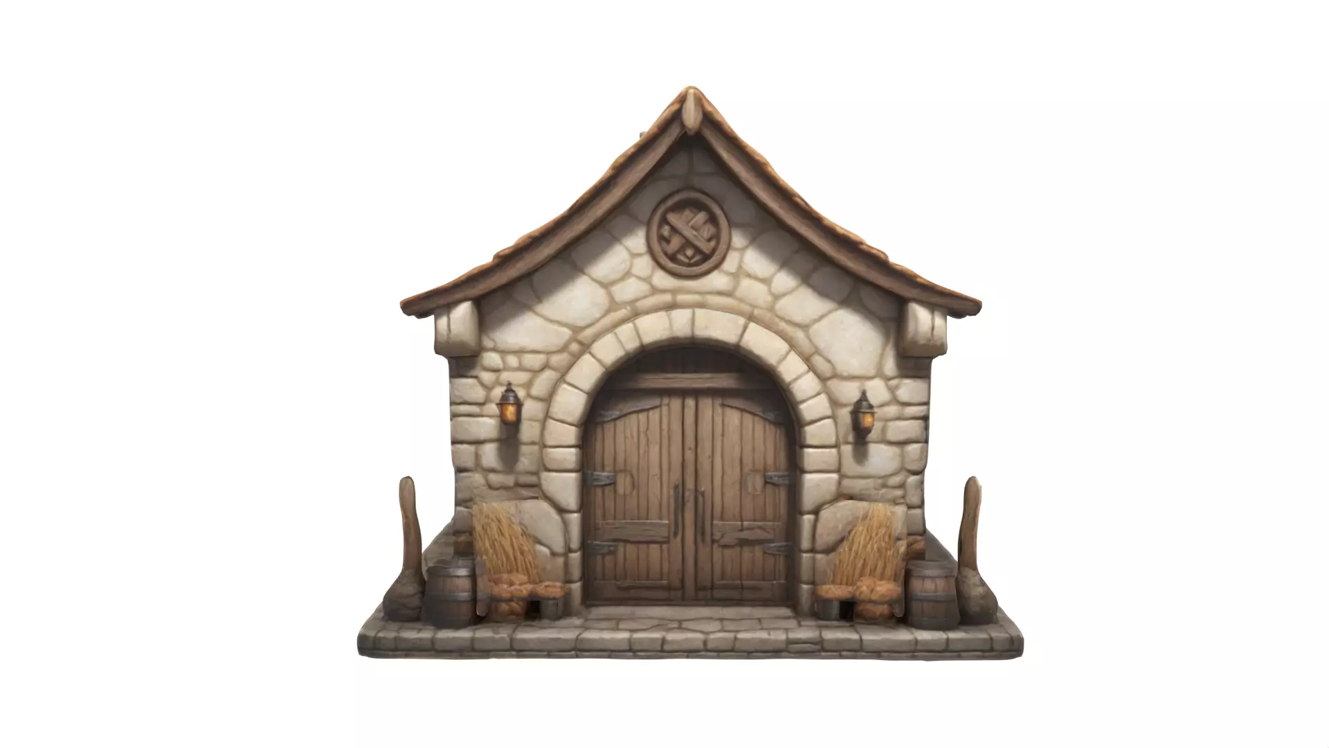 medieval house Low-poly 3D model_0