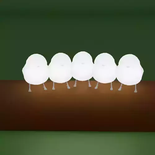 Indirect lighting of a Long-tailed Tit 3D model