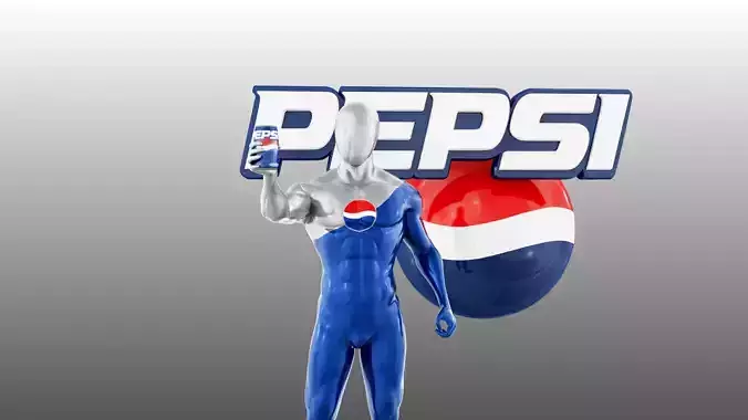 Pepsi man  Pepsi Can and Pepsi Logo 3d model 3D model