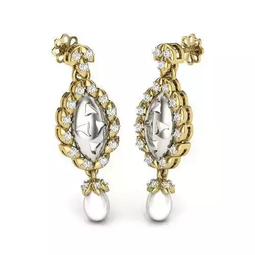 3D Printable Jewelry design of Earrings with Diamond