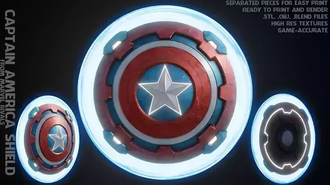 Marvel Rivals Captain America Vibranium Shield for Cosplay 3D print model
