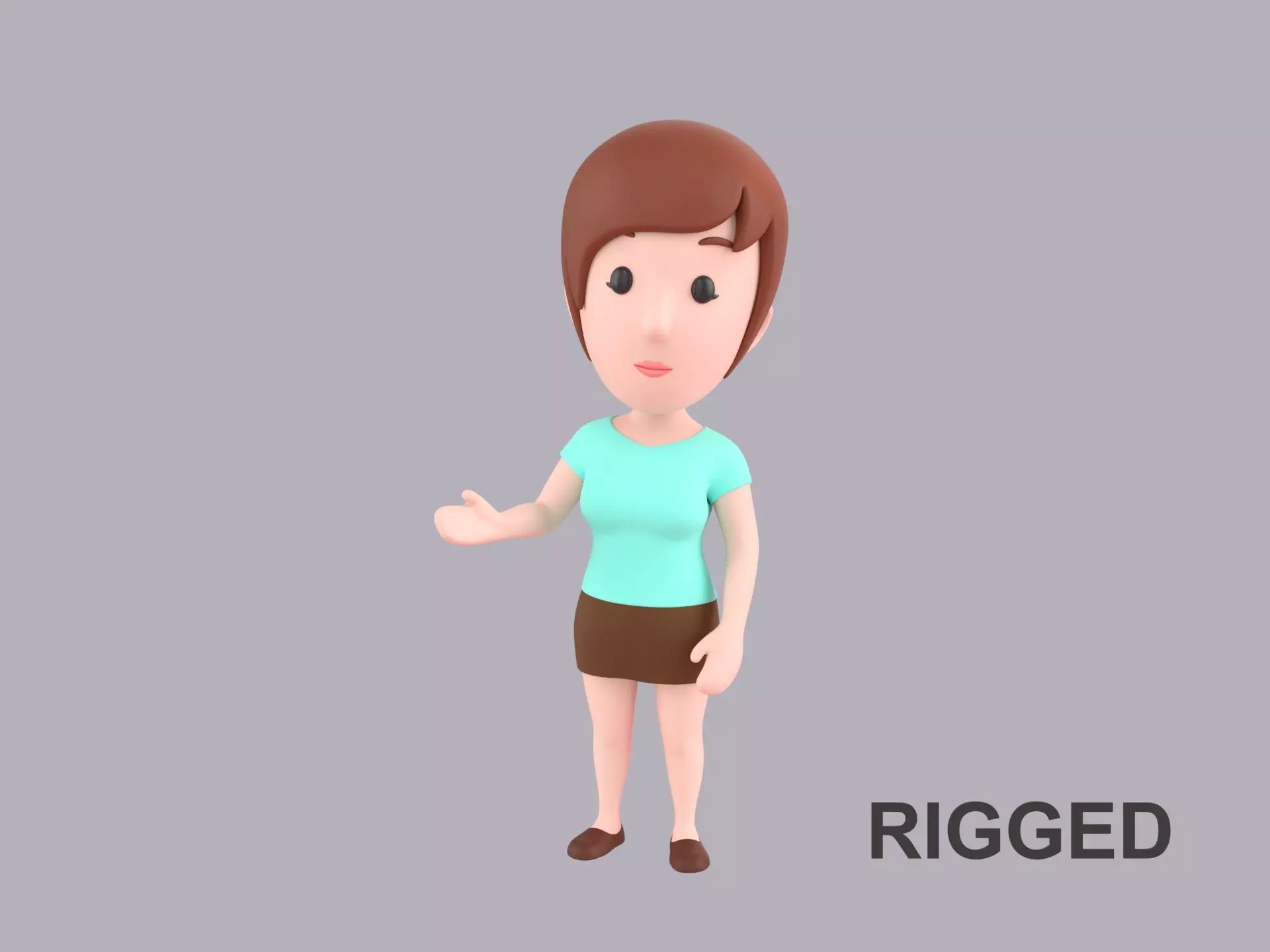 Cartoon Female Character Rigged 022 3D model