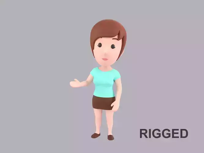  Cartoon Female Character Rigged 022